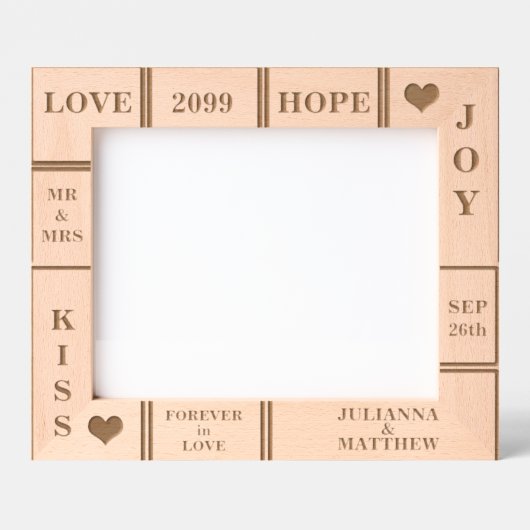 の結婚または周年記念カスタム文字 レーザー彫刻フレーム (正面)