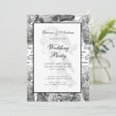 の結婚または婚約ヴィンテージキュピッドフランスのトイル 招待状 (スタンド正面)