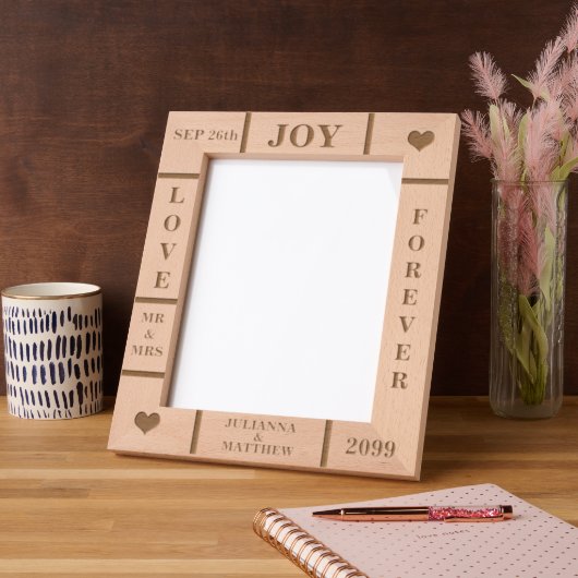 の結婚または記念日のカスタム文字Vert 8x10 レーザー彫刻フレーム (左)