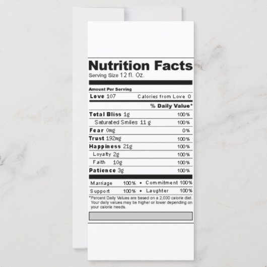 の結婚または記念日の甘い栄養おもしろいラベル (正面)