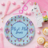 の結婚みすぼらしいパンジー青いヴィンテージフローラ花 ペーパープレート (パーティー)