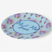 の結婚みすぼらしいパンジー青いヴィンテージフローラ花 ペーパープレート (アングル)