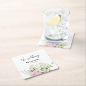 の結婚やさしい白いカラリリーバラ水色 スクエアペーパーコースター (インサイチュ)