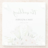 の結婚やさしい白いカラリリーバラ水色S ガラスコースター (裏面)