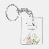 の結婚やさしい白いカラリリーバラ水色S キーホルダー (正面左)