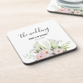 の結婚やさしい白いカラリリーバラ水色S コースター (左側)