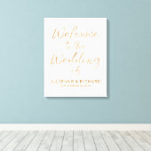 の結婚ようこそスタイリッシュバラ金ゴールド文字サイン キャンバスプリント (インサイチュ (ウッドフロア))