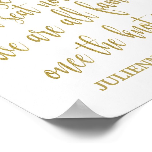 の結婚ようこそ座席の選択金ゴールドグリッター標識 ポスター (角)