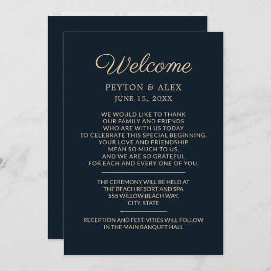 の結婚ようこそ旅程ネイビーブルータン (正面/裏面)