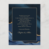 の結婚ようこそ旅程ネイビーブルー金ゴールド大理石 エンクロージャーカード (裏面)