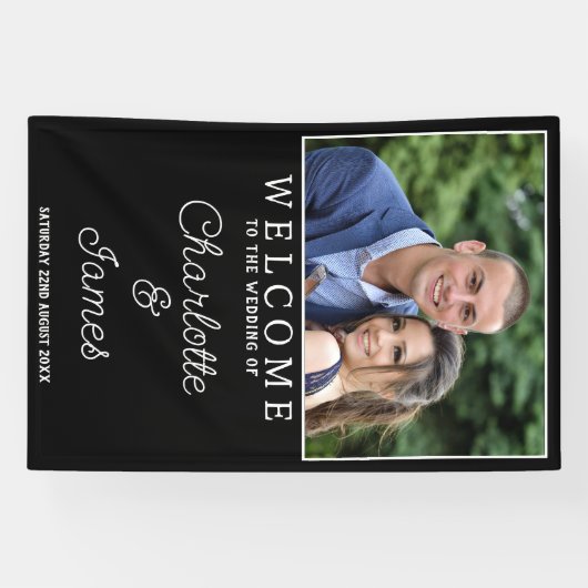 の結婚ようこそ看板カップル写真の垂直バナー 横断幕 (横)