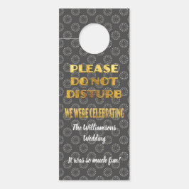 の結婚ようこそ金ゴールドグレー白を邪魔しない ドアノブサイン