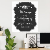 の結婚ようこそ30x36サインフローラChalkboard ポスター (ホームオフィス)