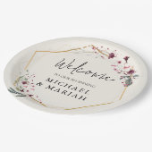 の結婚ようこそ | フローラ結婚の歓迎 ペーパープレート (アングル)