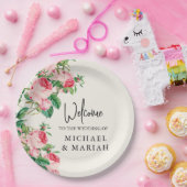 の結婚ようこそ | フローラ結婚の歓迎 ペーパープレート (パーティー)