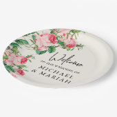 の結婚ようこそ | フローラ結婚の歓迎 ペーパープレート (アングル)