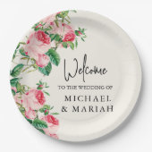 の結婚ようこそ | フローラ結婚の歓迎 ペーパープレート (正面)