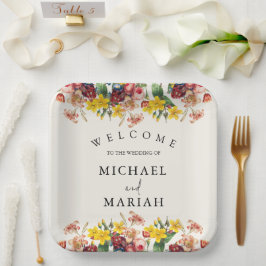 の結婚ようこそ | フローラ結婚の歓迎 ペーパープレート