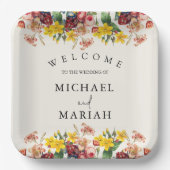 の結婚ようこそ | フローラ結婚の歓迎 ペーパープレート (正面)
