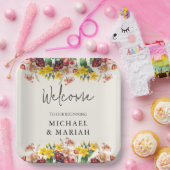 の結婚ようこそ | フローラ結婚の歓迎 ペーパープレート (パーティー)