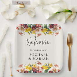 の結婚ようこそ | フローラ結婚の歓迎 ペーパープレート