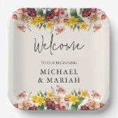 の結婚ようこそ | フローラ結婚の歓迎 ペーパープレート (正面)