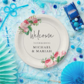 の結婚ようこそ | フローラ結婚の歓迎 ペーパープレート (パーティー)