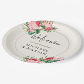 の結婚ようこそ | フローラ結婚の歓迎 ペーパープレート (アングル)