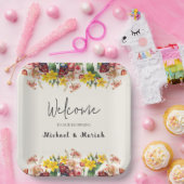 の結婚ようこそ | フローラ結婚の歓迎 ペーパープレート (パーティー)