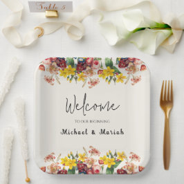 の結婚ようこそ | フローラ結婚の歓迎 ペーパープレート