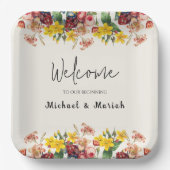 の結婚ようこそ | フローラ結婚の歓迎 ペーパープレート (正面)
