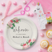 の結婚ようこそ | フローラ結婚の歓迎 ペーパープレート (パーティー)