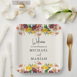 の結婚ようこそ | フローラ結婚の歓迎 ペーパープレート