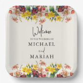 の結婚ようこそ | フローラ結婚の歓迎 ペーパープレート (正面)