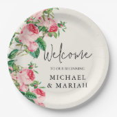 の結婚ようこそ | フローラ結婚の歓迎 ペーパープレート (正面)