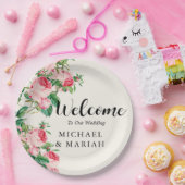 の結婚ようこそ | フローラ結婚の歓迎 ペーパープレート (パーティー)