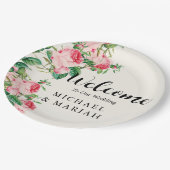の結婚ようこそ | フローラ結婚の歓迎 ペーパープレート (アングル)