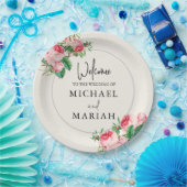 の結婚ようこそ | フローラ結婚の歓迎 ペーパープレート (パーティー)