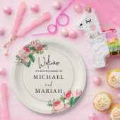 の結婚ようこそ | フローラ結婚の歓迎 ペーパープレート (パーティー)