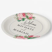 の結婚ようこそ | フローラ結婚の歓迎 ペーパープレート (アングル)