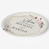 の結婚ようこそ | フローラ結婚の歓迎 ペーパープレート (アングル)