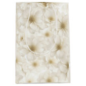 の結婚アイボリーフローラ抽象芸術 ミディアムペーパーバッグ (正面)