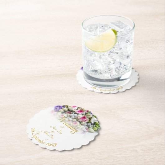 の結婚アクセサリ – カラフル付き結婚花嫁 ペーパーコースター (インサイチュ)