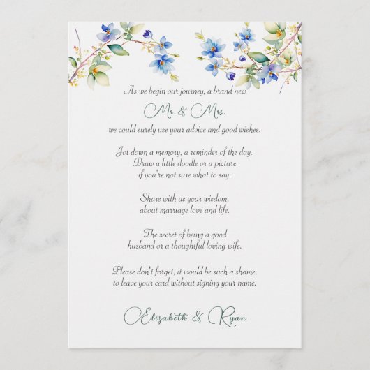 の結婚アドバイスは青い水色を願う アドバイスカード (正面)