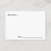 の結婚アドバイスカーフェイクド金ゴールド紙吹雪 アドバイスカード (裏面)