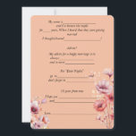 の結婚アドバイスピーチうねの水の色の花 アドバイスカード<br><div class="desc">コメおもしろいント、お客様のアドバイスカー結婚ドのコメント。白い背景に美しい水色の桃のようなピンクの花。必要な文字、間抜けおもしろいの質問またはコメントに対するパーソナライズ。</div>