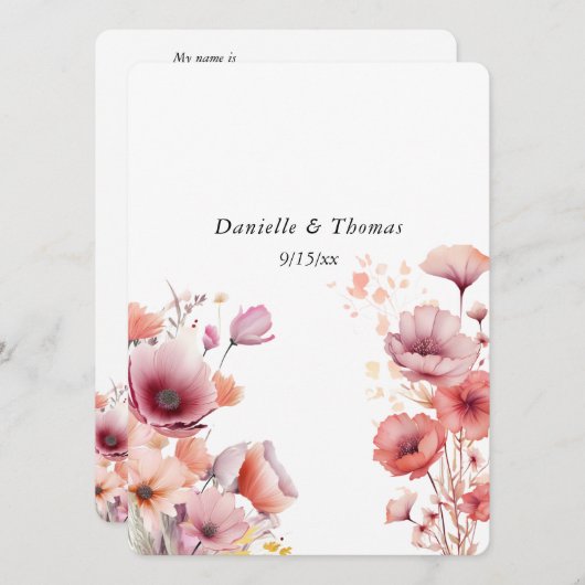 の結婚アドバイスピーチうねの水の色の花 アドバイスカード (正面/裏面)