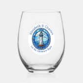 の結婚アドベンチャーライトハウスセーリング航海の ステムなしワイングラス (正面)