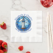 の結婚アドベンチャーライトハウスセーリング航海の 縁ありランチョンナプキン (インサイチュ)