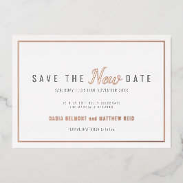 の結婚イベントの変更救新しい日付バラ金ゴールド 箔招待状